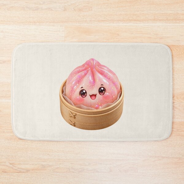 Item preview, Kawaii Sparkling Pink Dumpling In A Bamboo Steamer | Cute Glitter Asian Bao Bun Food designed and sold by Moons Studio.