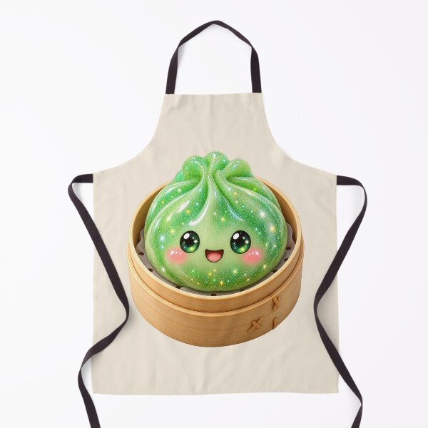 Item preview, Kawaii Sparkling Green Dumpling In A Bamboo Steamer | Cute Glitter Asian Bao Bun Food designed and sold by Moons Studio.