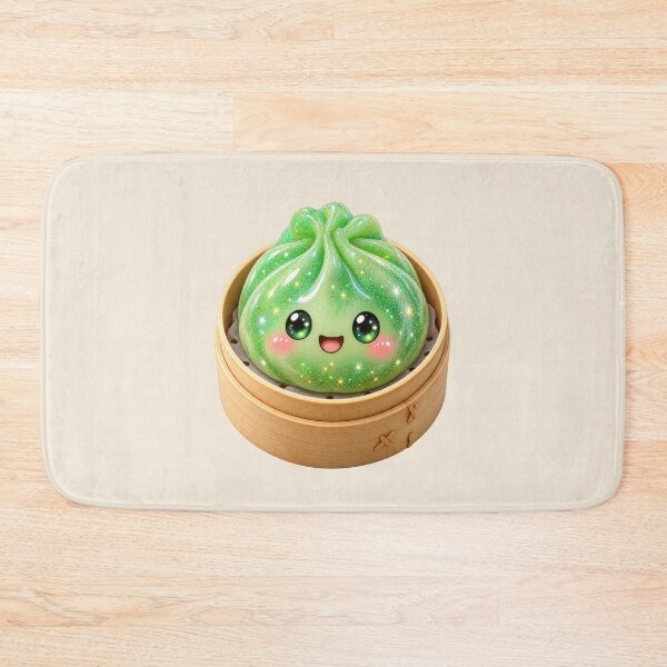 Item preview, Kawaii Sparkling Green Dumpling In A Bamboo Steamer | Cute Glitter Asian Bao Bun Food designed and sold by Moons Studio.