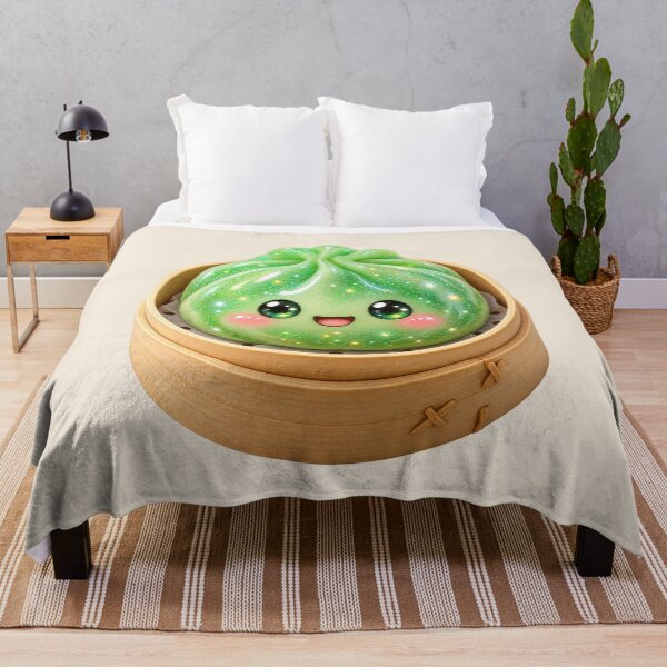 Item preview, Kawaii Sparkling Green Dumpling In A Bamboo Steamer | Cute Glitter Asian Bao Bun Food designed and sold by Moons Studio.