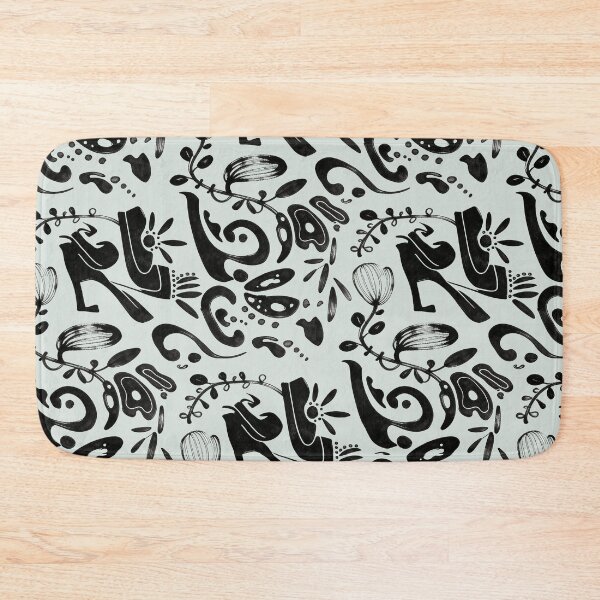 Item preview, Pale Mint Whimsical Black Ink Folk Floral Pattern designed and sold by wissal.studio.