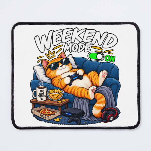 Item preview, Weekend Mode On: Funny Cat Gamer Vibes designed and sold by Pixel Palette.