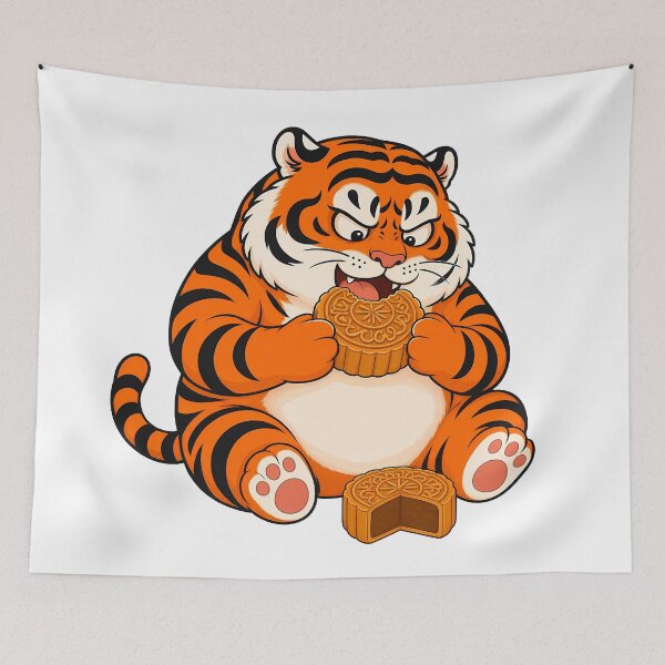 Item preview, Chubby Tiger Biting Mid Autumn Mooncake designed and sold by aigcx.