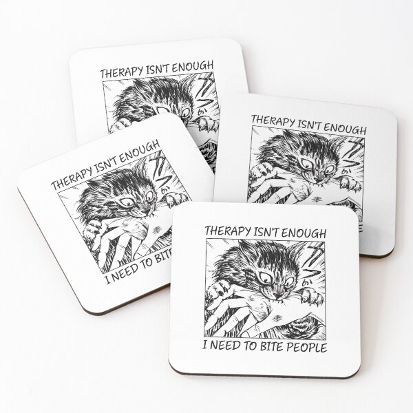 Item preview, Cat Biting Hand Manga Style Humor designed and sold by OlyvieArt.
