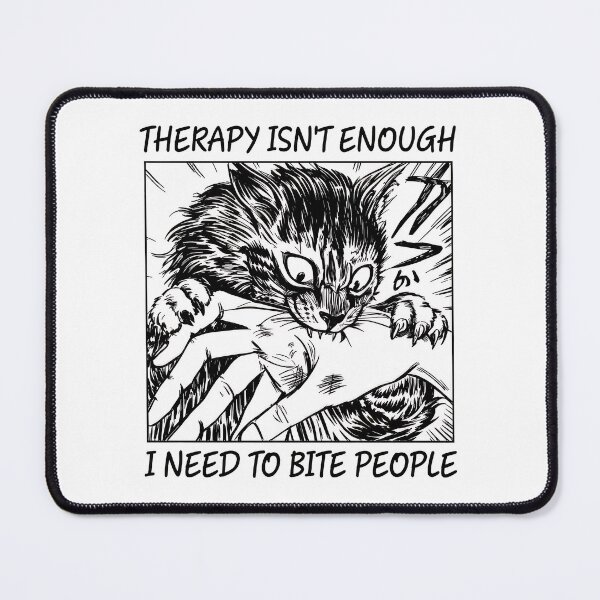 Item preview, Cat Biting Hand Manga Style Humor designed and sold by OlyvieArt.