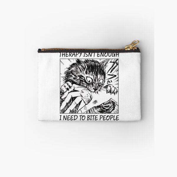 Item preview, Cat Biting Hand Manga Style Humor designed and sold by OlyvieArt.