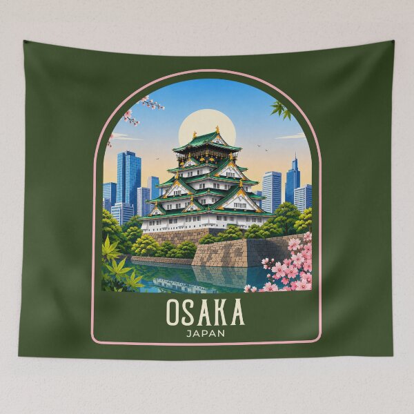 Item preview, Osaka Vintage Travel Illustration designed and sold by HomeLivingCo.