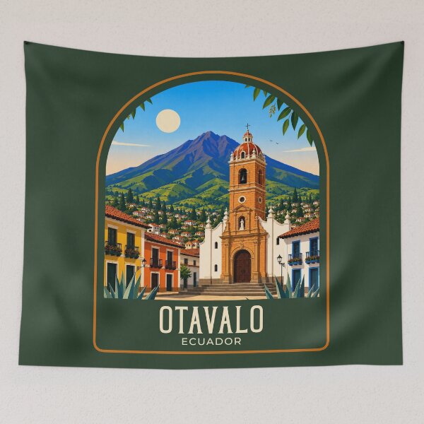 Item preview, Otavalo Vintage Travel Illustration designed and sold by HomeLivingCo.