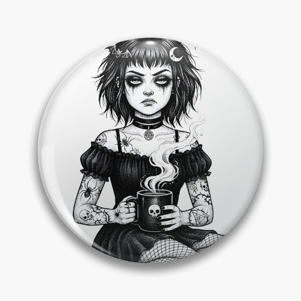 Item preview, I Hate Men Goth Girl drinks coffee Alternative aesthetics designed and sold by OH-MY-GOTH.