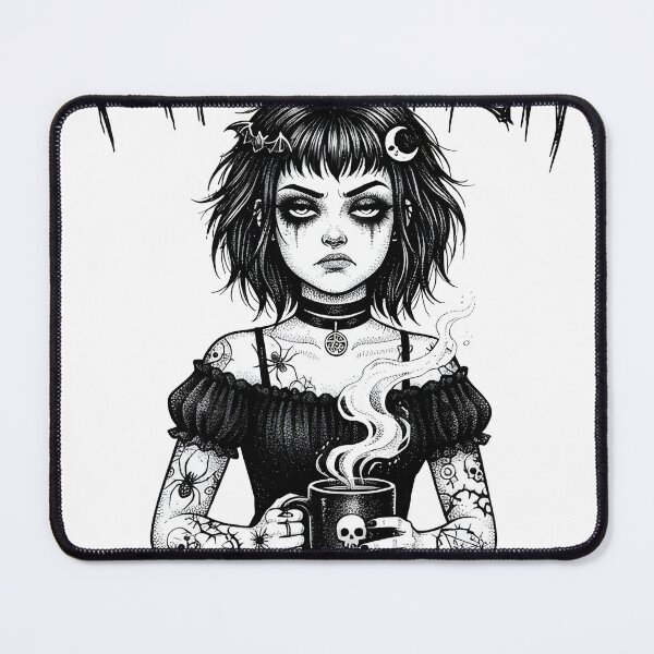 Item preview, I Hate Men Goth Girl drinks coffee Alternative aesthetics designed and sold by OH-MY-GOTH.