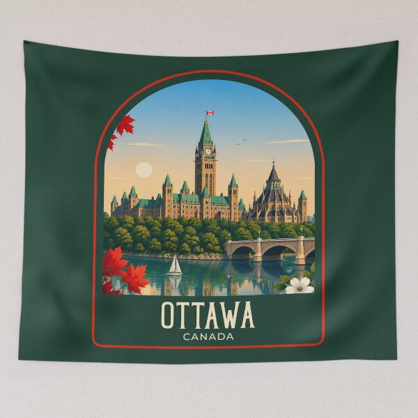 Item preview, Ottawa Vintage Travel Illustration designed and sold by HomeLivingCo.