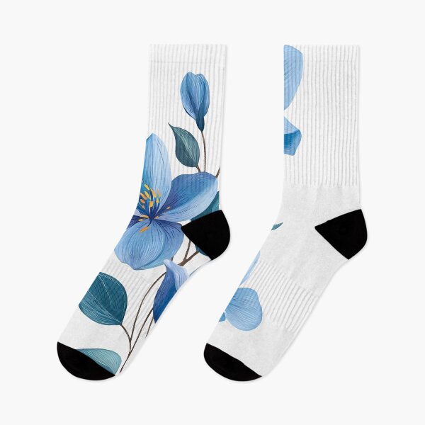 Item preview, Elegant Blue Floral Illustration with Leaves on Black designed and sold by defieldnarzo.