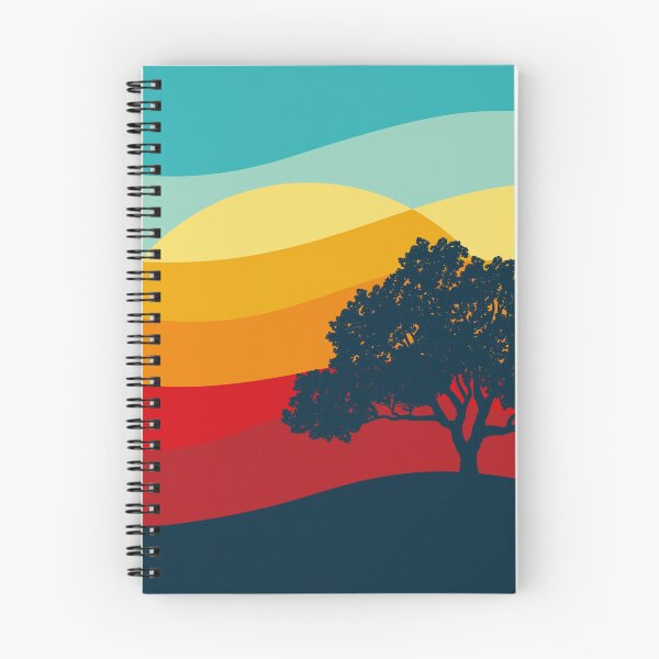 Artikelvorschau, Retro-Sonnenuntergangslandschaft mit Baumsilhouetten entworfen und verkauft von chaaval.