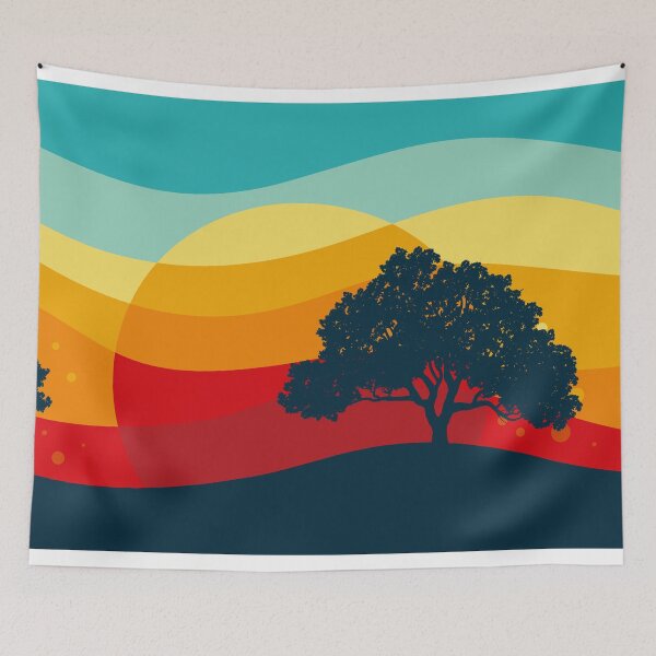 Item preview,  Retro Sunset Landscape with Silhouette Trees designed and sold by chaaval.