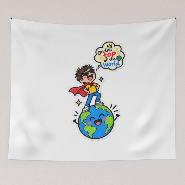 Item preview, On the Top of the World Funny Kid-Style Earth Cartoon Sticker | Cute Adventure Doodle designed and sold by PearlPathFinds.