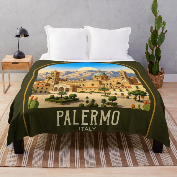 Item preview, Palermo Vintage Travel Illustration designed and sold by HomeLivingCo.