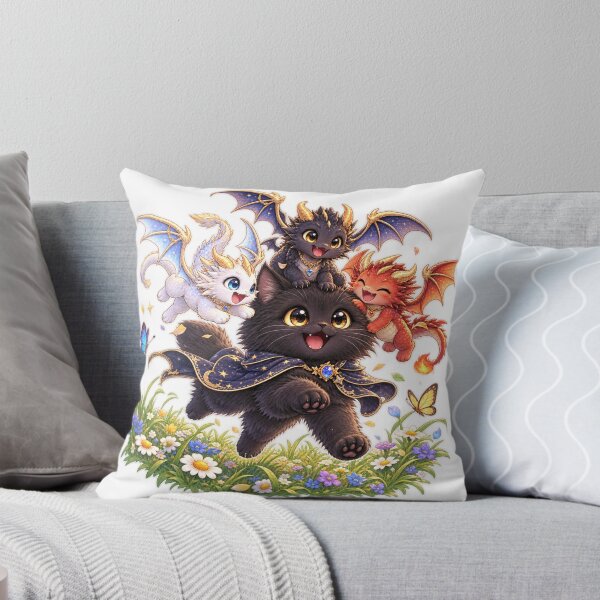 Item preview, Black Cat and Three Little Dragons designed and sold by Cat-loveparttime.