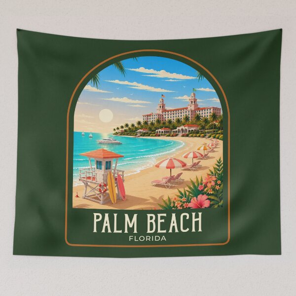 Artikelvorschau, Vintage-Reiseillustration von Palm Beach entworfen und verkauft von HomeLivingCo.