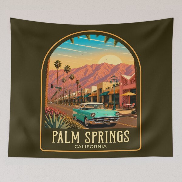 Item preview, Palm Springs Vintage Travel Illustration designed and sold by HomeLivingCo.