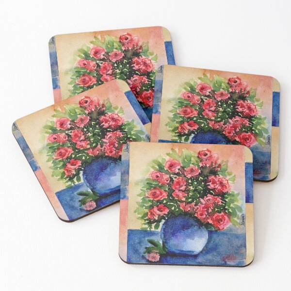 Item preview, Roses in Blue | Floral Watercolour Still Life designed and sold by ArithraStudio.