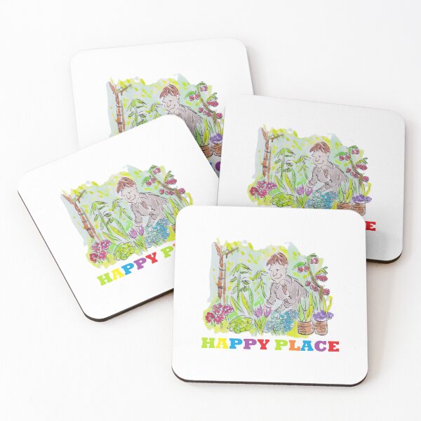 Item preview, Man in a colourful garden happy place designed and sold by Inky Fingers Illustrations.