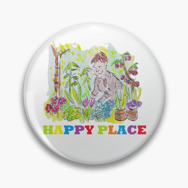 Item preview, Man in a colourful garden happy place designed and sold by Inky Fingers Illustrations.