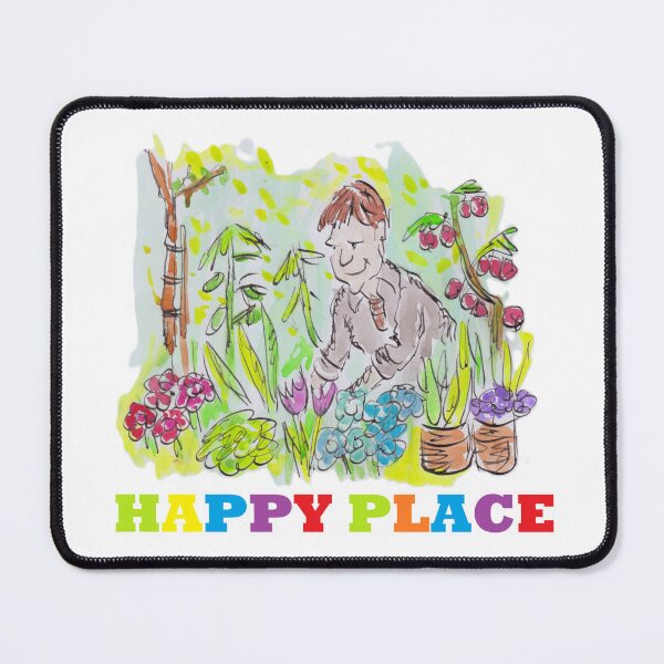 Item preview, Man in a colourful garden happy place designed and sold by Inky Fingers Illustrations.
