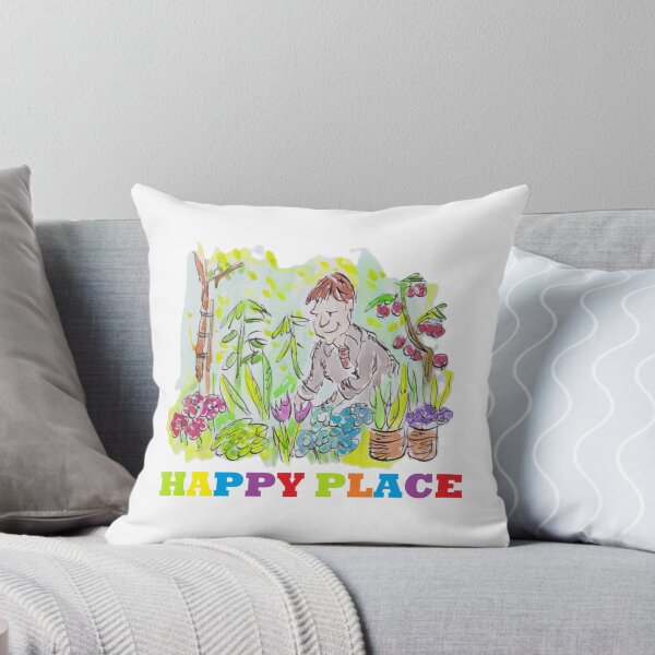 Item preview, Man in a colourful garden happy place designed and sold by Inky Fingers Illustrations.