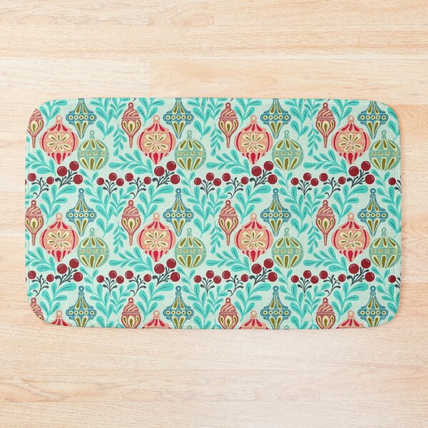 Item preview, Pastel Vintage Christmas Ornaments Whimsical Folk Botanical Pattern designed and sold by DColourMuse.