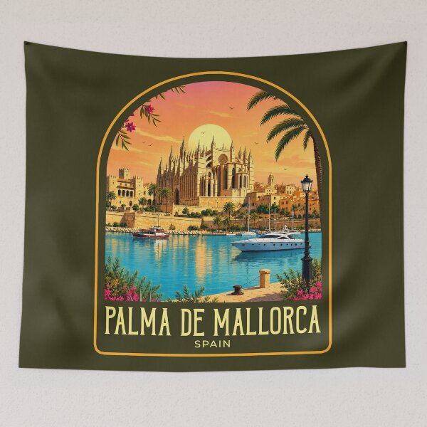 Item preview, Palma de Mallorca Vintage Travel Illustration designed and sold by HomeLivingCo.