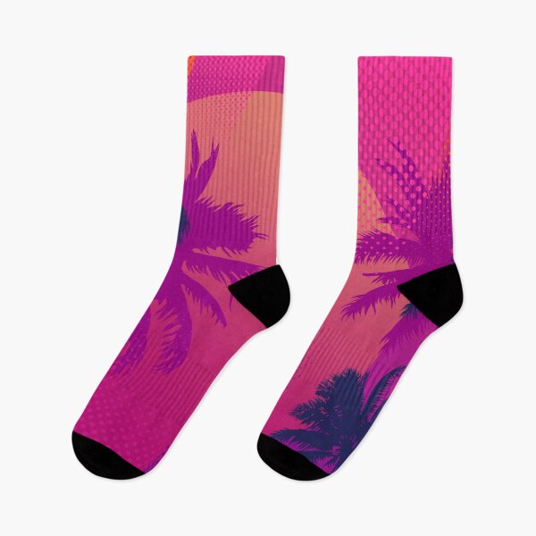 Item preview, Arte retro synthwave con palmeras y degradado tropical designed and sold by chaaval.