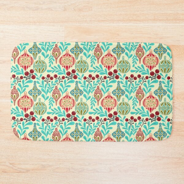 Item preview, Pastel Vintage Christmas Ornaments Whimsical Folk Botanical Pattern designed and sold by DColourMuse.