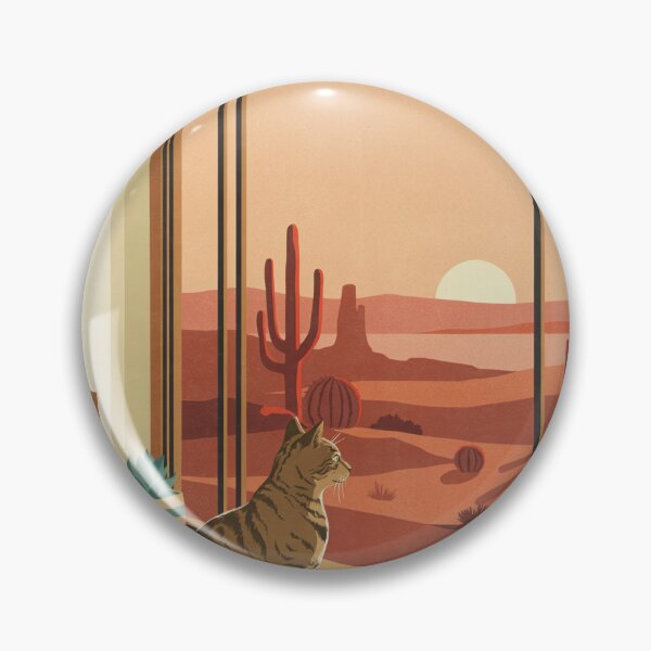 Item preview, Desert Modern Window Cat – Mid-Century Modern Cat & Desert Sunset Wall Art designed and sold by Tamas Das.