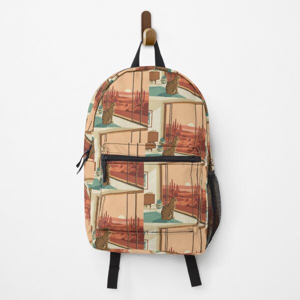 Item preview, Desert Modern Window Cat – Mid-Century Modern Cat & Desert Sunset Wall Art designed and sold by Tamas Das.