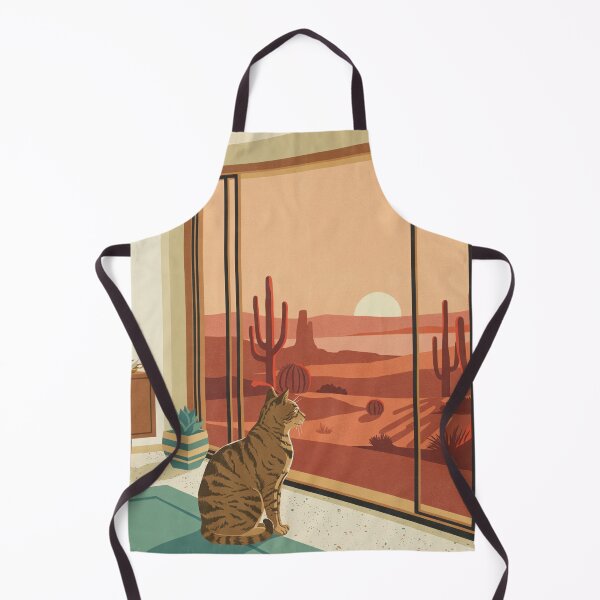 Item preview, Desert Modern Window Cat – Mid-Century Modern Cat & Desert Sunset Wall Art designed and sold by Tamas Das.