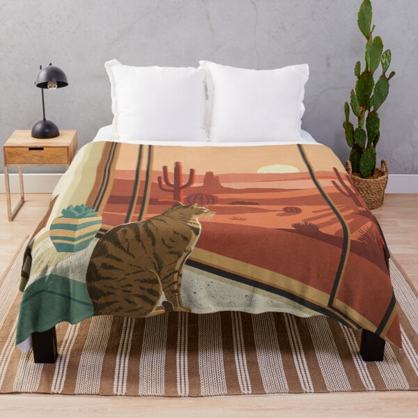 Item preview, Desert Modern Window Cat – Mid-Century Modern Cat & Desert Sunset Wall Art designed and sold by Tamas Das.