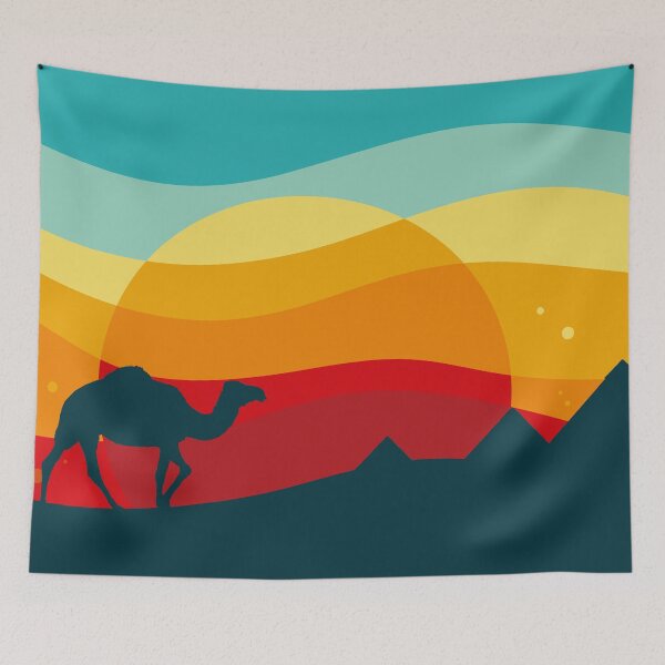 Item preview, Retro Egypt Sunset with Camels and Pyramids designed and sold by chaaval.