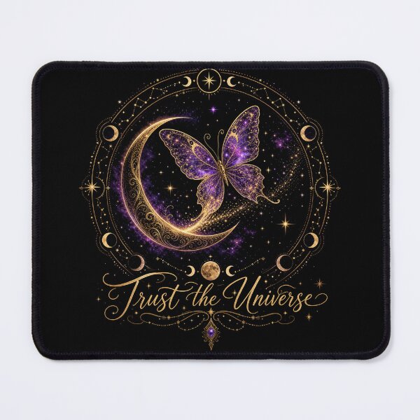 Item preview, Trust the Universe – Spiritual Butterfly Moon Art designed and sold by CosmicFlora Studio.