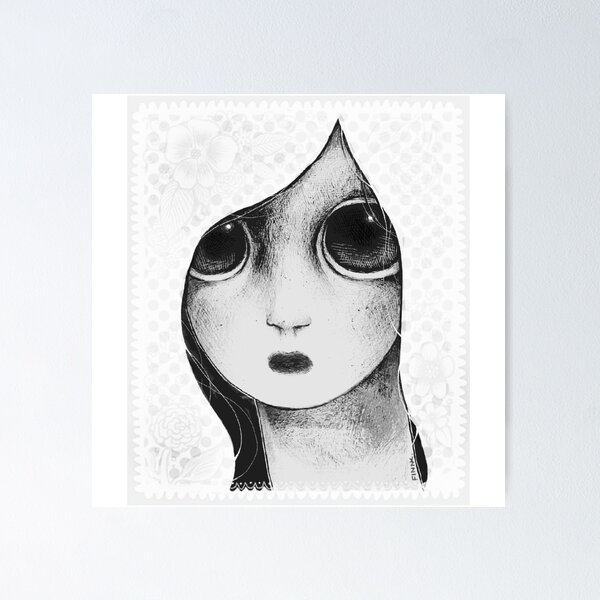 Item preview, big-eyed woman designed and sold by finnyheartsit.