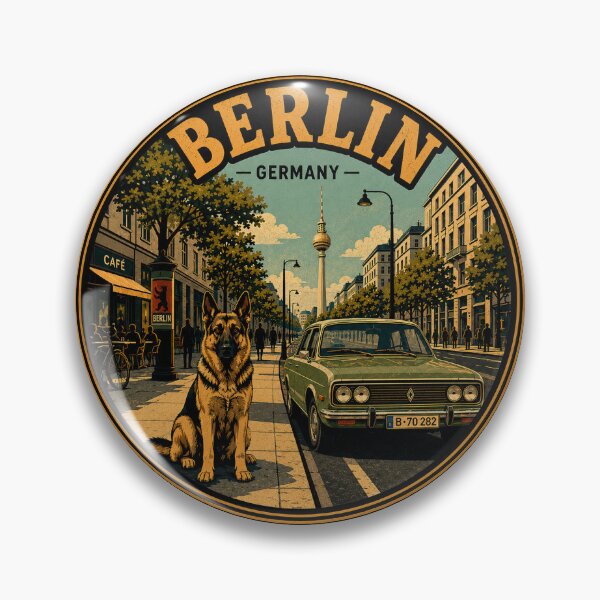 Item preview, German Shepherd Berlin Germany Vintage Travel Car Poster designed and sold by FireWildChild.
