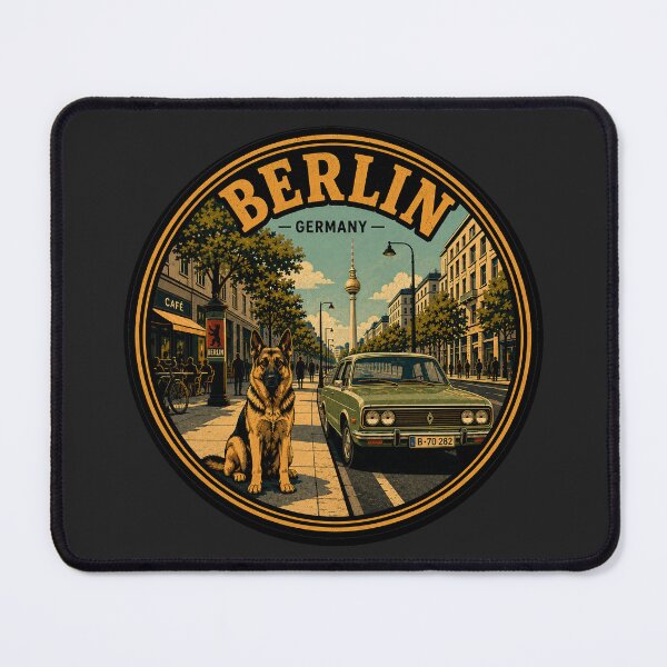 Item preview, German Shepherd Berlin Germany Vintage Travel Car Poster designed and sold by FireWildChild.