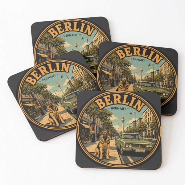 Item preview, German Shepherd Berlin Germany Vintage Travel Car Poster designed and sold by FireWildChild.