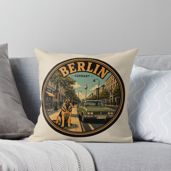 Item preview, German Shepherd Berlin Germany Vintage Travel Car Poster designed and sold by FireWildChild.