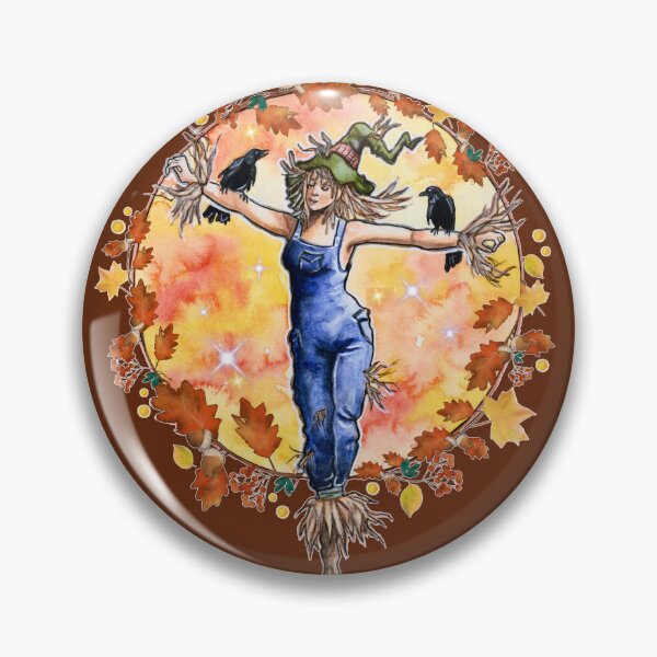 Item preview, Autumn Witch Scarecrow Crow Watercolor Print designed and sold by esmavart.