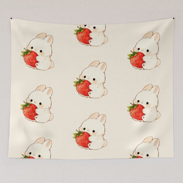 Item preview, Cute Kawaii Bunny With Strawberry designed and sold by jianina-alondra.