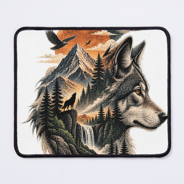 Item preview, Wild Wolf Wilderness Double Exposure designed and sold by moditeck.