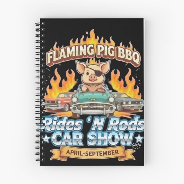 Item preview, FLAMING PIG BBQ : Rides’N Rods Car Show  designed and sold by Gnarly360.