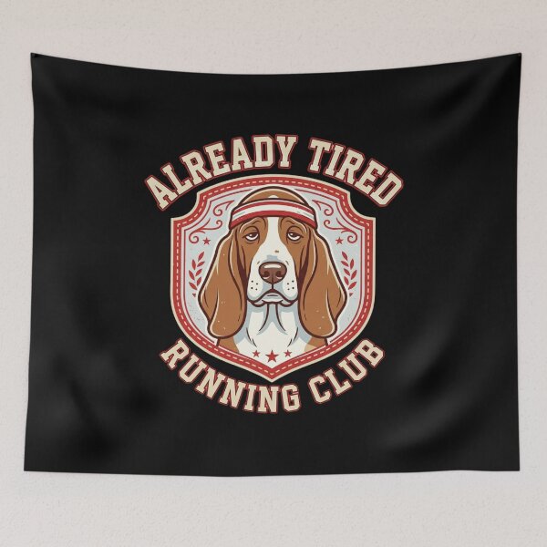 Item preview, Already Tired Running Club T-Shirt Funny Unathletic Sports & Sleepy Dog Tee designed and sold by KreatoLab.
