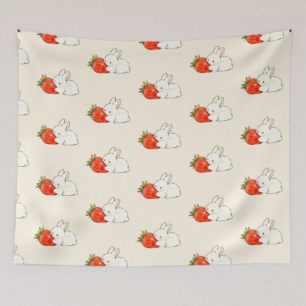 Item preview, Kawaii White Bunny Strawberry Illustration designed and sold by jianina-alondra.