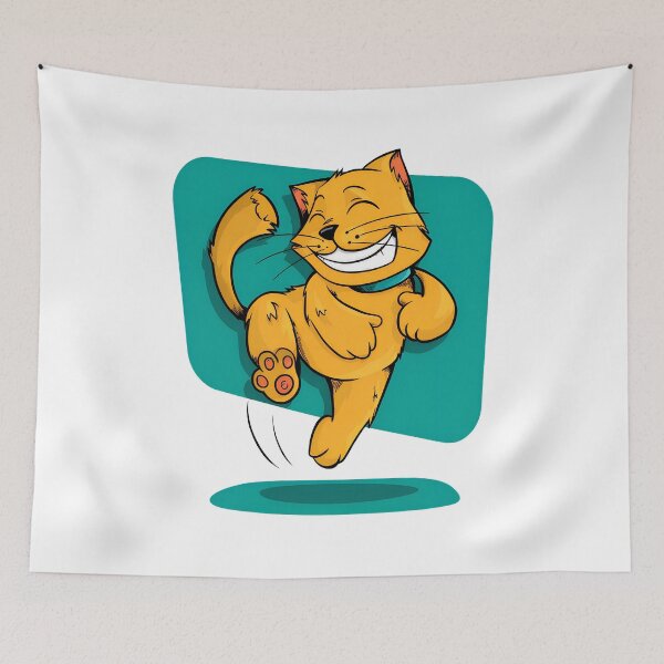 Item preview, Happy Jumping Cat Cartoon designed and sold by OlyvieArt.